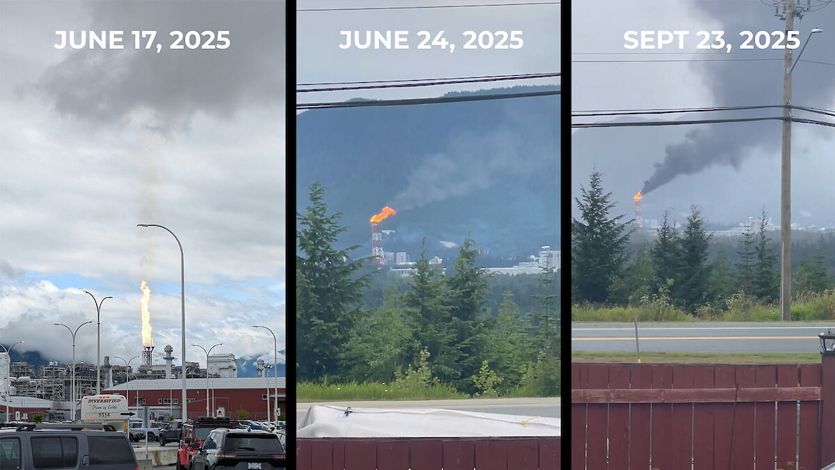 Toxic air pollution from the flare at LNG Canada in Kitimat.